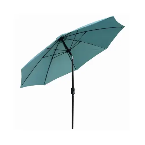 Patio Canopy Umbrella, Crank Open/Tilt, Aluminum Pole, Seafoam Green Fabric, 9-Ft. Patio Canopy Umbrella, Crank Open/Tilt, Aluminum Pole, Seafoam Green Fabric, 9-Ft.