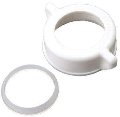 Master Plumber 823-682 Slip Joint Nut & Washer, White Plastic, 1-1/4 In. OD Tube