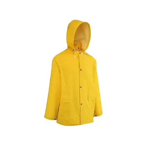 Rain Coat with Detachable Hood, Yellow PVC, XL Rain Coat with Detachable Hood, Yellow PVC, XL