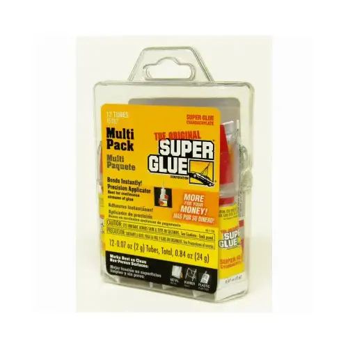 Super Glue Original Formula, Clear, 2 Gram Tubes in Reusable Case pack of 12