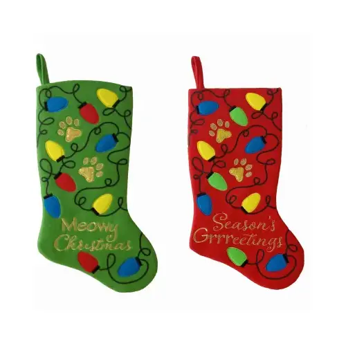 Fleece Pet Stocking, Red or Green, 19-In. Fleece Pet Stocking, Red or Green, 19-In.