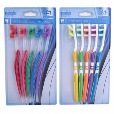 Regent Products G14723 Adult Toothbrushes, Assorted Colors - pack of 5