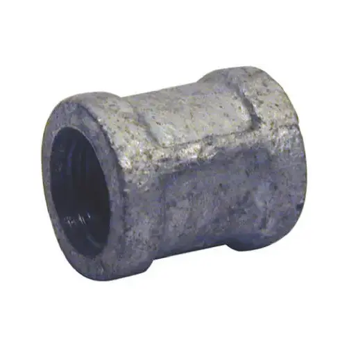 Pipe Fitting, Galvanized Coupling With Stop, 1/2-In. Pipe Fitting, Galvanized Coupling With Stop, 1/2-In.