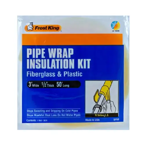 Fiberglass Pipe Insulation Kit, 3 x 1/2 In. x 50 Ft. Fiberglass Pipe Insulation Kit, 3 x 1/2 In. x 50 Ft.