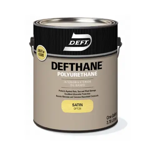 Defthane Polyurethane, Satin, Liquid, Amber, 1 gal, Can - pack of 4