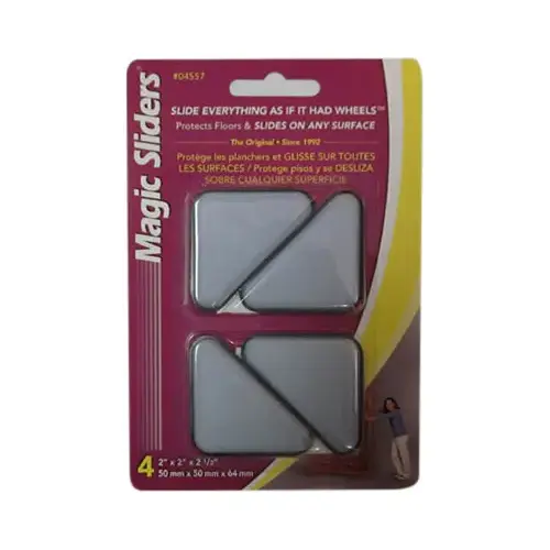 Surface Protectors, Furniture Sliding Discs, Adhesive, 2 x 2 x 2-1/2-In. Triangle Gray - pack of 4