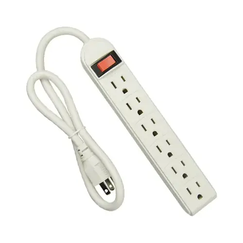 6-Outlet Power Strip, White Pair