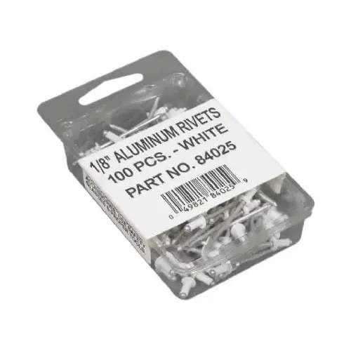 Gutter Rivet, 1-1/2 in L, Aluminum White - pack of 100