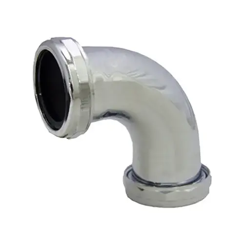Pipe Fitting, Ell, 90-Degree, Slip Joint Elbow Ends, Chrome-Plated Brass, 1.5-In. Pipe Fitting, Ell, 90-Degree, Slip Joint Elbow Ends, Chrome-Plated Brass, 1.5-In.