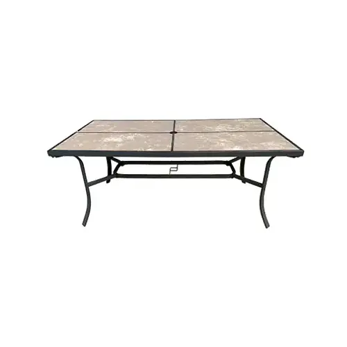 Campton Hills Dining Table, Glass, Steel Frame, Gray Slate, 70-In.