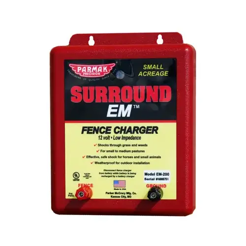 Surround EM Electric Fence Charger, 1 to 2 J Output Energy, 12 V