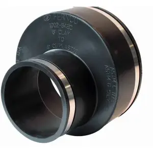 Fernco P1002-64 Flexible Pipe Coupling, Connects Clay Pipe to Cast Iron/Plastic, 6 x 4-In. Black