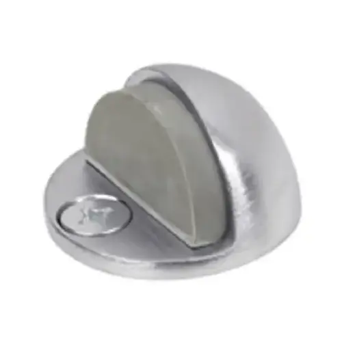 Door Stop, 1-3/4 in Dia Base, Brass, Satin Chrome Gray/Silver