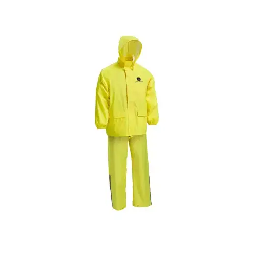 John Deere 2-Pc. Rain Suit, Safety Yellow Polyester, L John Deere 2-Pc. Rain Suit, Safety Yellow Polyester, L