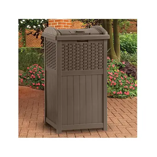Trash Can Hideaway, Brown Wicker-Look Resin Trash Can Hideaway, Brown Wicker-Look Resin