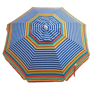 Rio Brands UB78-TSPK5 Beach Umbrella with Tilt, Sun-Blocking, Assorted Colors, 6-Ft. Multi (Stripe)