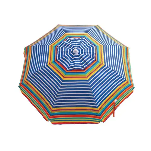 Beach Umbrella with Tilt, Sun-Blocking, Assorted Colors, 6-Ft. Multi (Stripe)