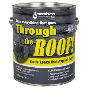 Through the Roof 14024 Cement and Patching Sealant, Clear, Liquid, 1 gal Container