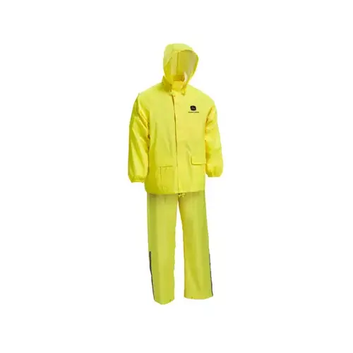 John Deere 2-Pc. Rain Suit, Safety Yellow Polyester, XL John Deere 2-Pc. Rain Suit, Safety Yellow Polyester, XL