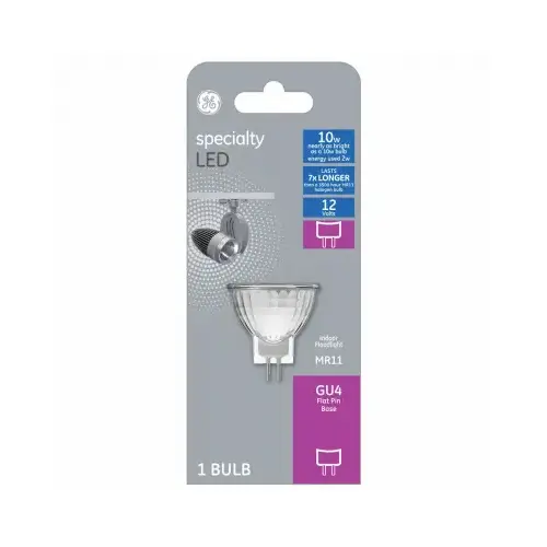 LED Bulb, MR11 Lamp, 10 W Equivalent, GU4 Lamp Base, 3000 K Color Temp LED Bulb, MR11 Lamp, 10 W Equivalent, GU4 Lamp Base, 3000 K Color Temp