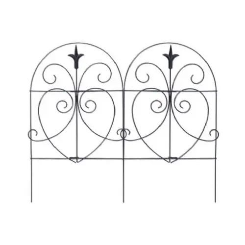 Black Romantic-Style Garden Fence, 18-In. x 8-Ft.