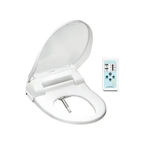 Electric Bidet Toilet Seat. Heated, With Remote, Elongated, White Electric Bidet Toilet Seat. Heated, With Remote, Elongated, White