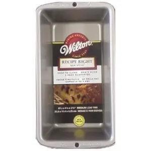 WILTON 191003159 Silver Non-Stick Bakeware Loaf Pan, 8 x 4 In.