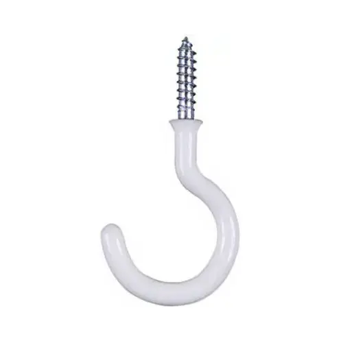 Cup Hook, Steel, Vinyl-Coated - Pair White - 2 per pack x5 packs