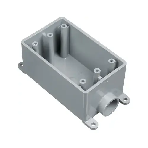 1-Gang PVC Molded Rigid Non-Metallic Dead-End Termination Wall Box, 3/4 In. Outlet Gray 1-Gang PVC Molded Rigid Non-Metallic Dead-End Termination Wall Box, 3/4 In. Outlet Gray