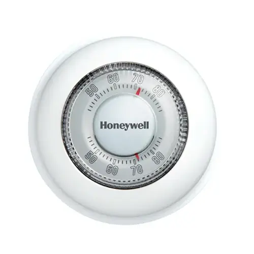 Round Non-Programmable Thermostat with 1H Single Stage Heating Premier White
