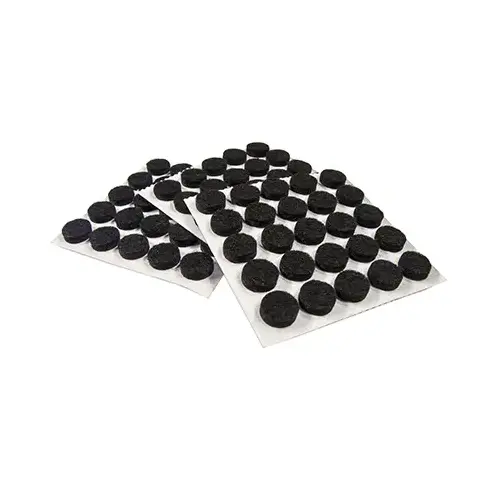 Felt Bumpers, Self-Adhesive, Black, Round, 3/8-In - pack of 75