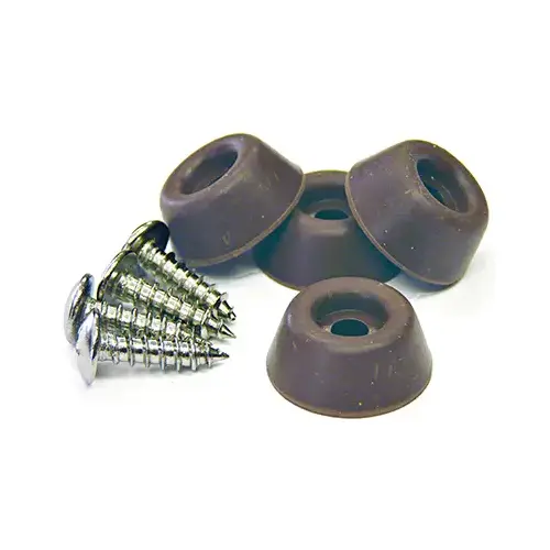 Rubber Bumpers, Screw-On, Brown, 7/8-In - pack of 4