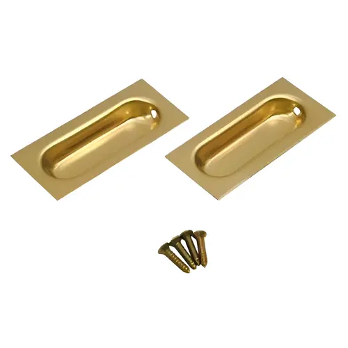 Sliding Door Pull, Bright Brass Rectangle, 3-In Pair Sliding Door Pull, Bright Brass Rectangle, 3-In Pair