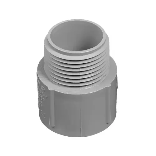 Conduit Adapter, 2 in Male, 2.71 in Dia, 2.09 in L, PVC, Gray Conduit Adapter, 2 in Male, 2.71 in Dia, 2.09 in L, PVC, Gray