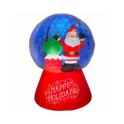 Inflatable Santa Snow Globe, Projection Snowflurry LED Lights, 66-In. Inflatable Santa Snow Globe, Projection Snowflurry LED Lights, 66-In.