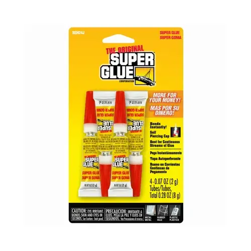 Super Glue Original Formula, Clear, 2 Gram Tubes pack of 4