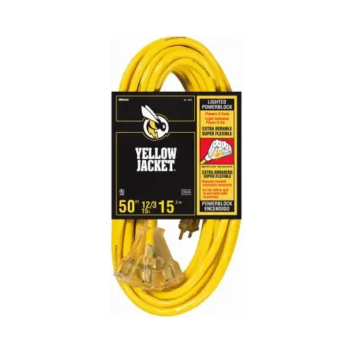 Power Block, 8-5/8 in L, 3 -Outlet, 15 A, 125 V, Yellow Sheath Power Block, 8-5/8 in L, 3 -Outlet, 15 A, 125 V, Yellow Sheath