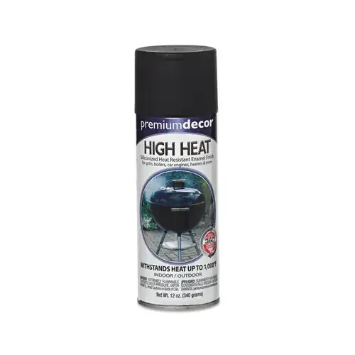 Premium Decor High-Heat Spray Paint, Flat Black, 12-oz. Premium Decor High-Heat Spray Paint, Flat Black, 12-oz.