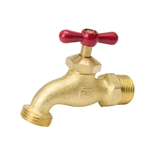 Heavy-Duty Hose Bibb, 3/4 x 3/4 in Connection, MPT x Male Hose, 125 psi Pressure, Brass Body, Antique Heavy-Duty Hose Bibb, 3/4 x 3/4 in Connection, MPT x Male Hose, 125 psi Pressure, Brass Body, Antique