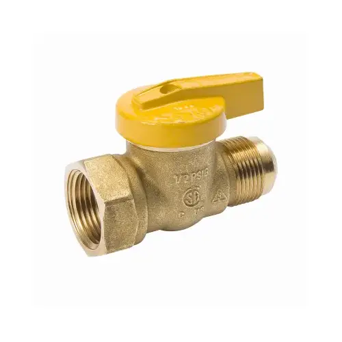 Gas Ball Valve, Brass, Flare x Female, 1/2 x 1/2-In.