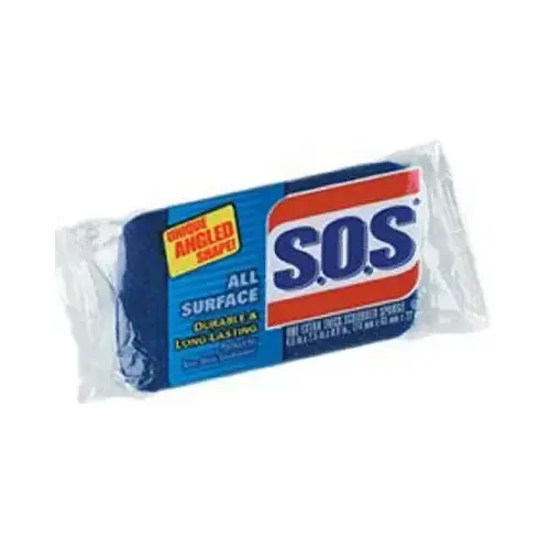 Scrub Sponge, 4-1/2 in L, 2-1/2 in W, 1 in Thick, Scrim, Blue - pack of 12