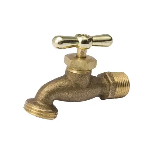 Standard Hose Bibb, 1/2 x 3/4 in Connection, MPT x Male Hose, 125 psi Pressure, Brass Body, Antique Standard Hose Bibb, 1/2 x 3/4 in Connection, MPT x Male Hose, 125 psi Pressure, Brass Body, Antique