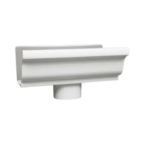 End piece With Drop, For 4-In. Gutter, White Galvanized Steel End piece With Drop, For 4-In. Gutter, White Galvanized Steel