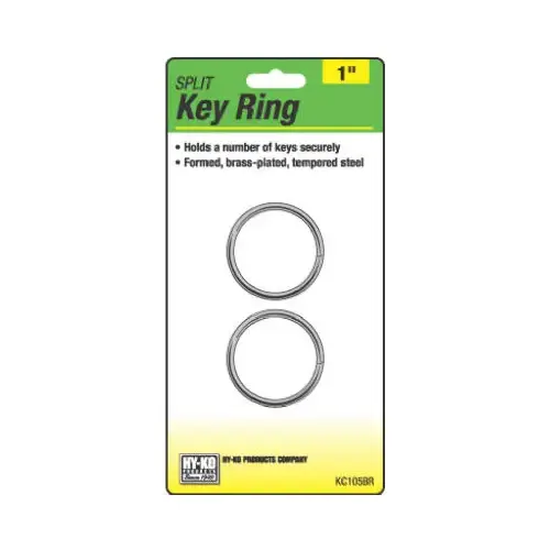 Split Key Ring, Brass-Plated, 1-In pair Split Key Ring, Brass-Plated, 1-In pair