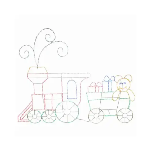 Train Engine & Caboose Set, Multi-Color LED Lights, 60-In.