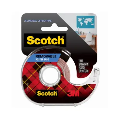 Wallsaver Removable Poster Tape, 3/4 x 150 In. Clear