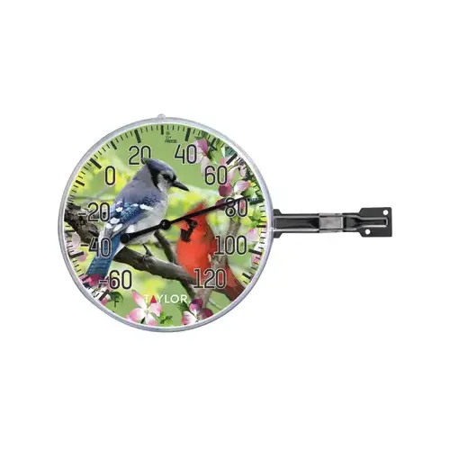 Outdoor Thermometer With Birds Inset,6-In.