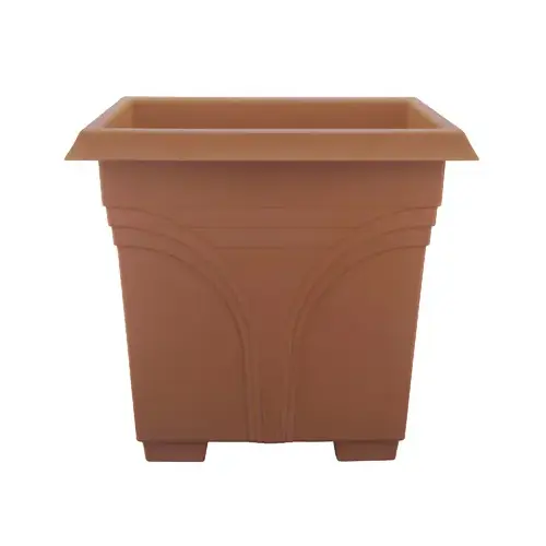 Medallion Deck Box Planter, Light Terra Cotta Plastic, 15-In. Medallion Deck Box Planter, Light Terra Cotta Plastic, 15-In.
