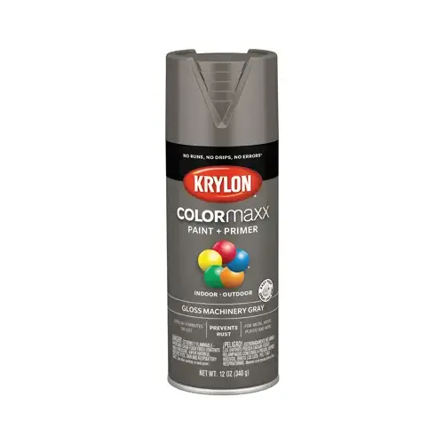 COLORmaxx Spray Paint, Gloss, Machinery Gray, 12 oz, Aerosol Can