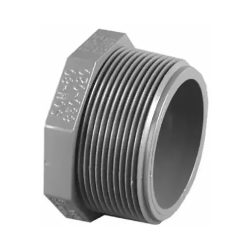 Threaded Plug Schedule 80 3/4" MPT X 3/4" D MPT PVC Threaded Plug Schedule 80 3/4" MPT X 3/4" D MPT PVC